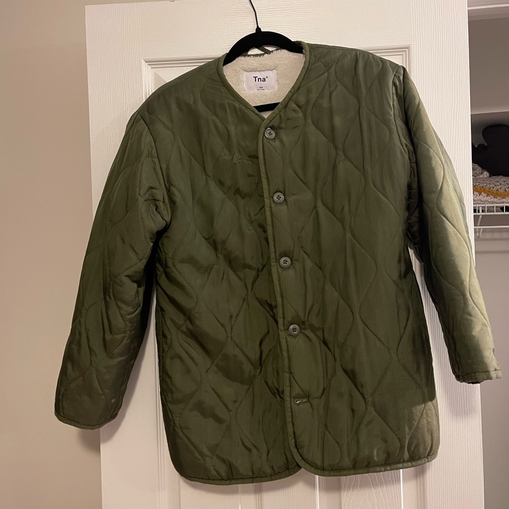 Aritzia Tna Green Quilted Puffer Jacket